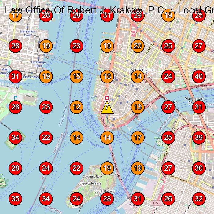 Law Office Of Robert J. Krakow, P.C. GeoGrid visibility map for Personal Injury Attorney in New York